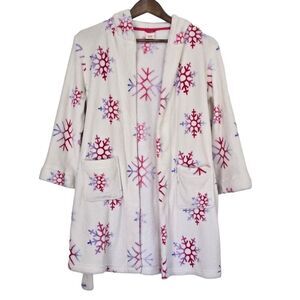 Cat & Jack Girls Plush Fleece Robe Snowflakes Size L 10 12 Bathrobe Purple Pink